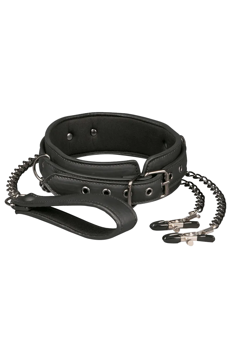 Halsfessel mit Leine & Nippelklemmen Halsfessel mit Leine & Nippelklemmen