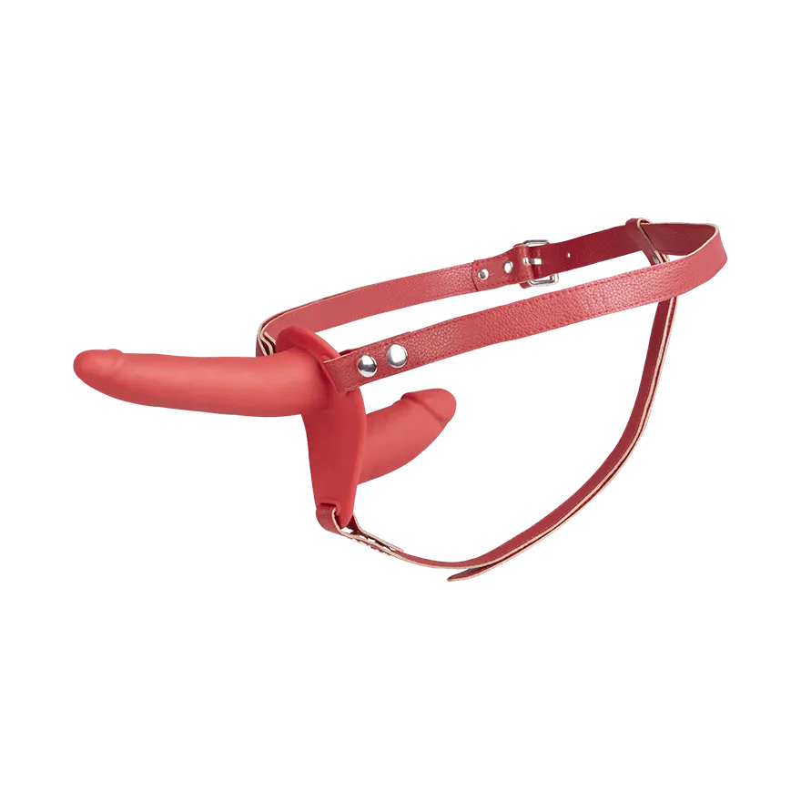 Doppelter Strap-On-Dildo aus Silikon, 16 cm Doppelter Strap-On-Dildo aus Silikon, 16 cm