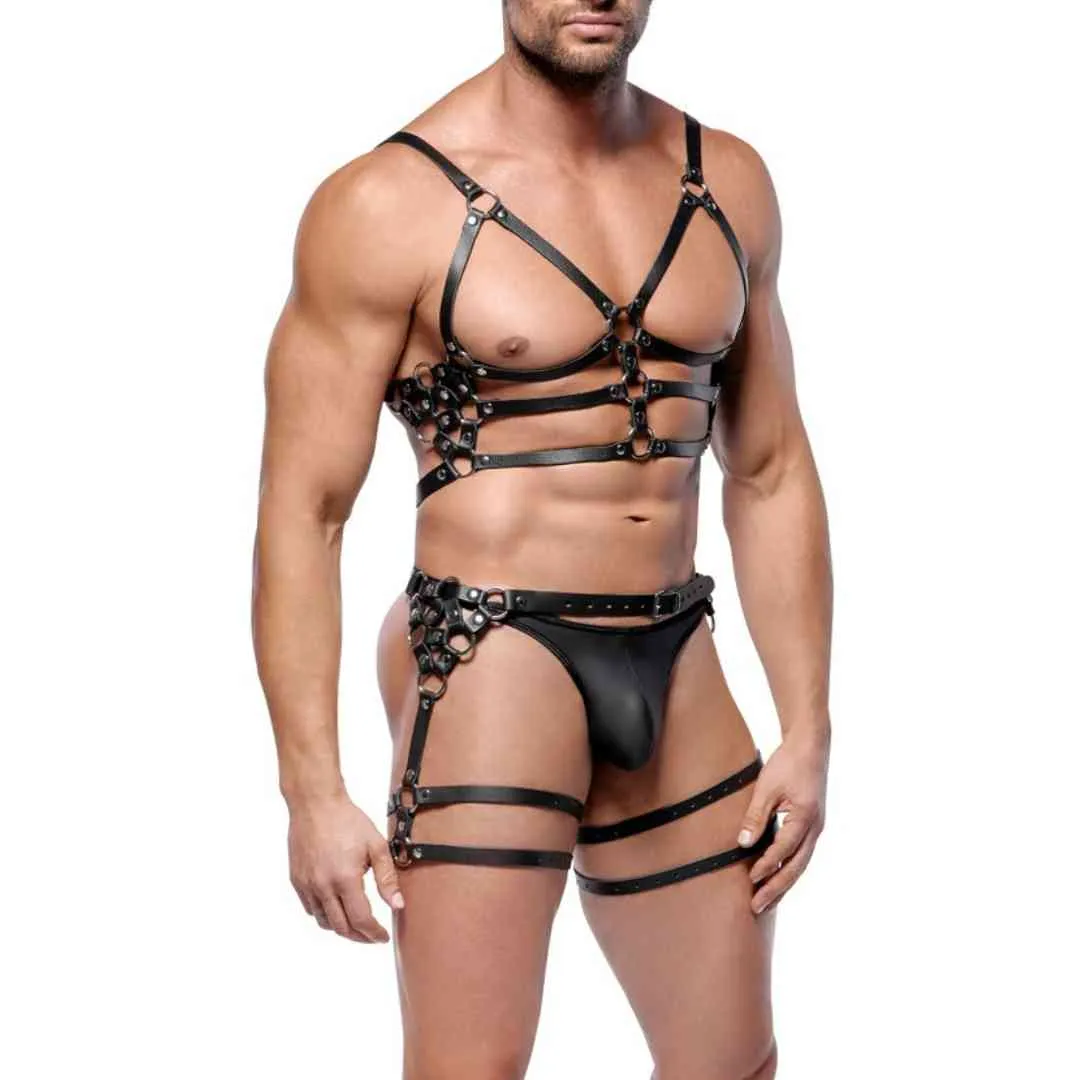 Brust- und Hüft-Leder-Harness im Set – Bild 3