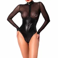 Langarm-Body im edlen Material-Mix Langarm-Body im edlen Material-Mix