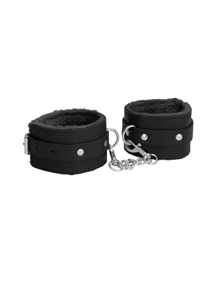 Ouch! Plush Leather Hand Cuffs: Handfesseln, schwarz Ouch! Plush Leather Hand Cuffs: Handfesseln, schwarz