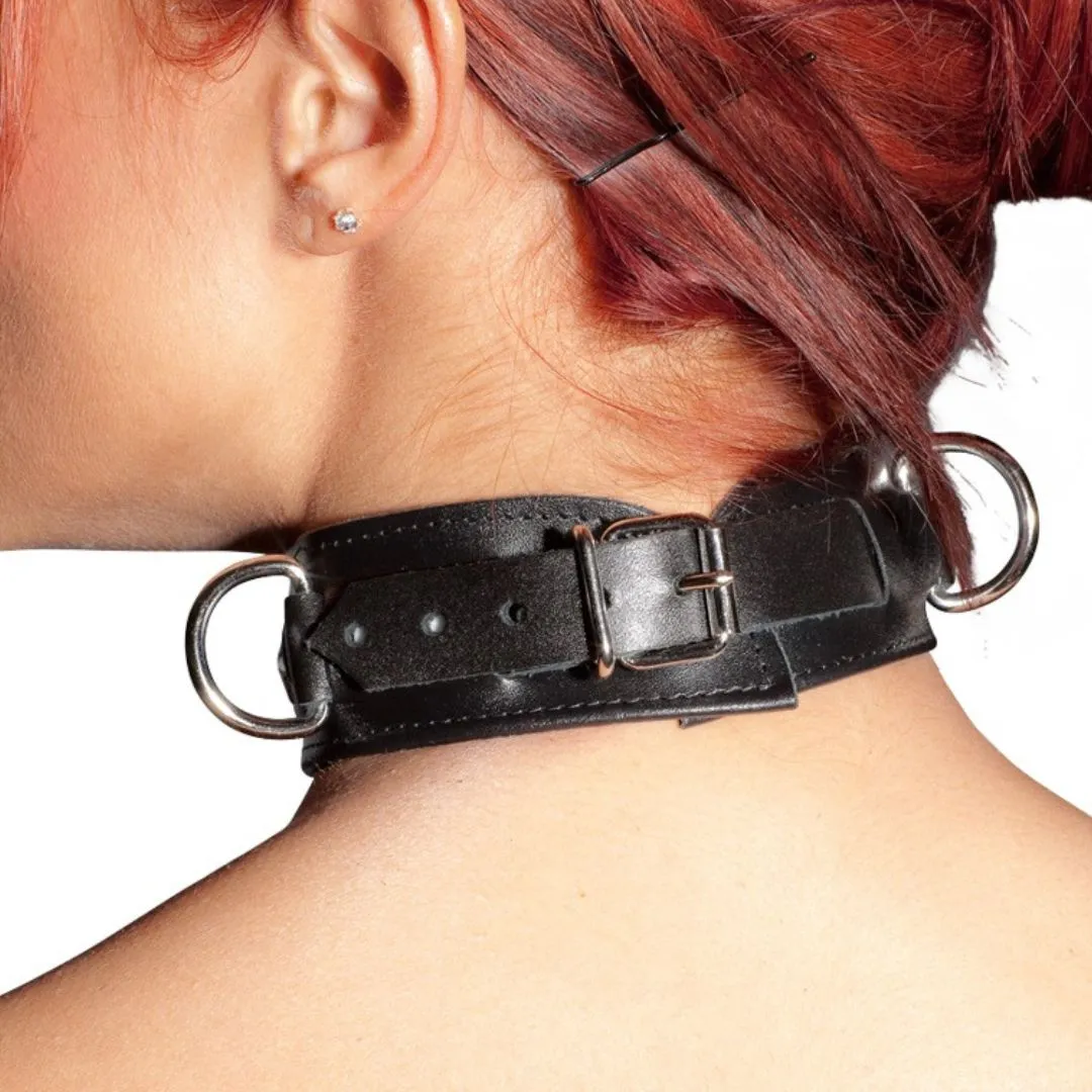 Halsfessel mit Nieten und 2 D-Ringen – Bild 4