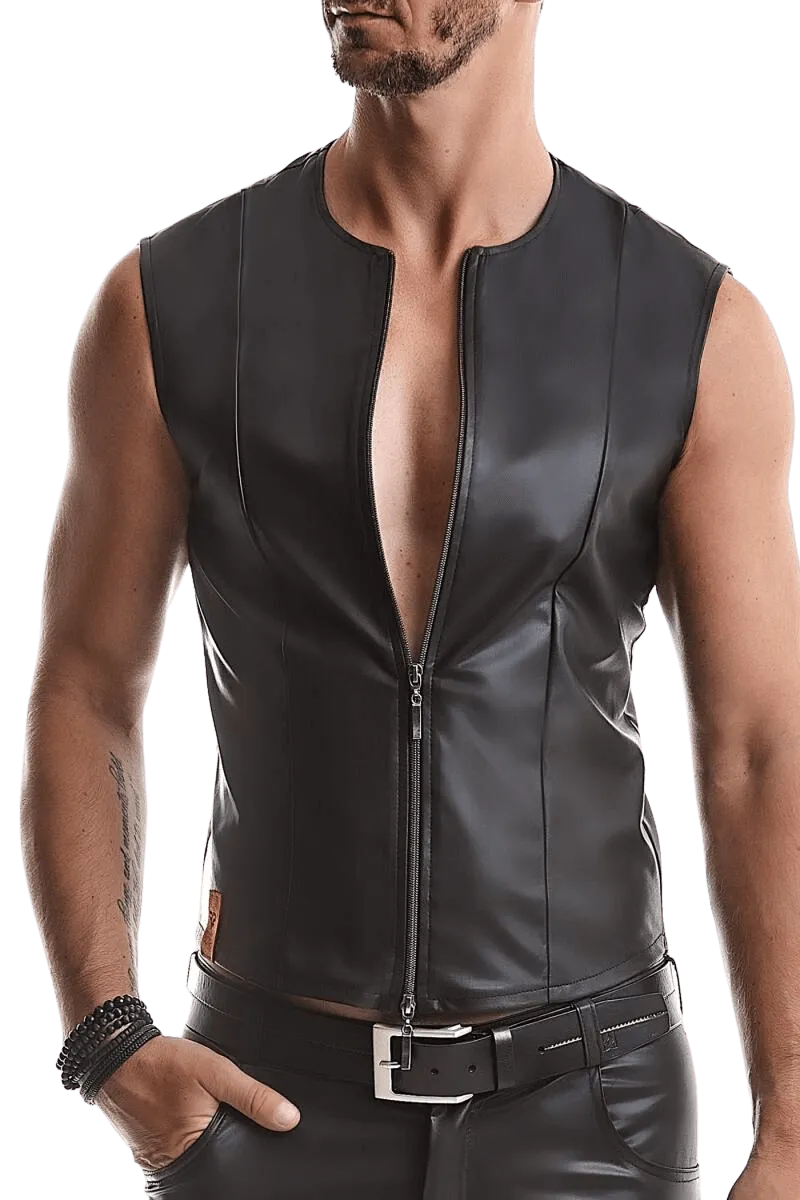 Schwarze Wetlook Herren Weste Schwarze Wetlook Herren Weste