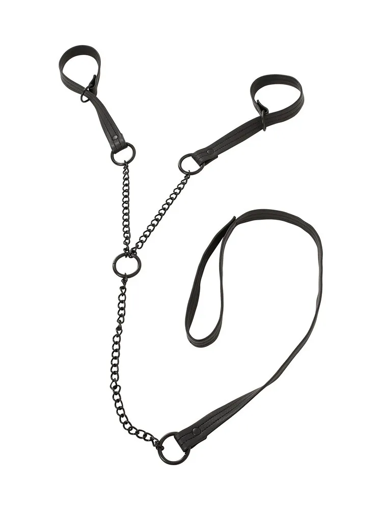 Bad Kitty Handfesseln mit Leine, schwarz Bad Kitty Handfesseln mit Leine, schwarz