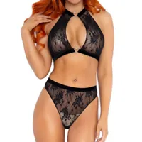 Neckholder-Bralette aus Spitze mit Herz-Detail plus High-Waist String Neckholder-Bralette aus Spitze mit Herz-Detail plus High-Waist String