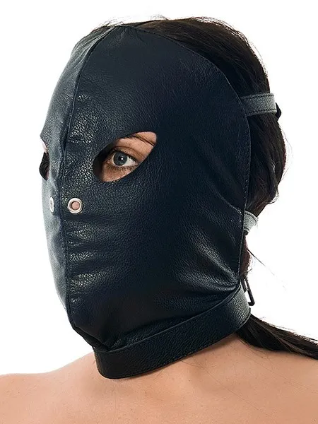 Leder-Kopfmaske mit Schnallen, schwarz Leder-Kopfmaske mit Schnallen, schwarz