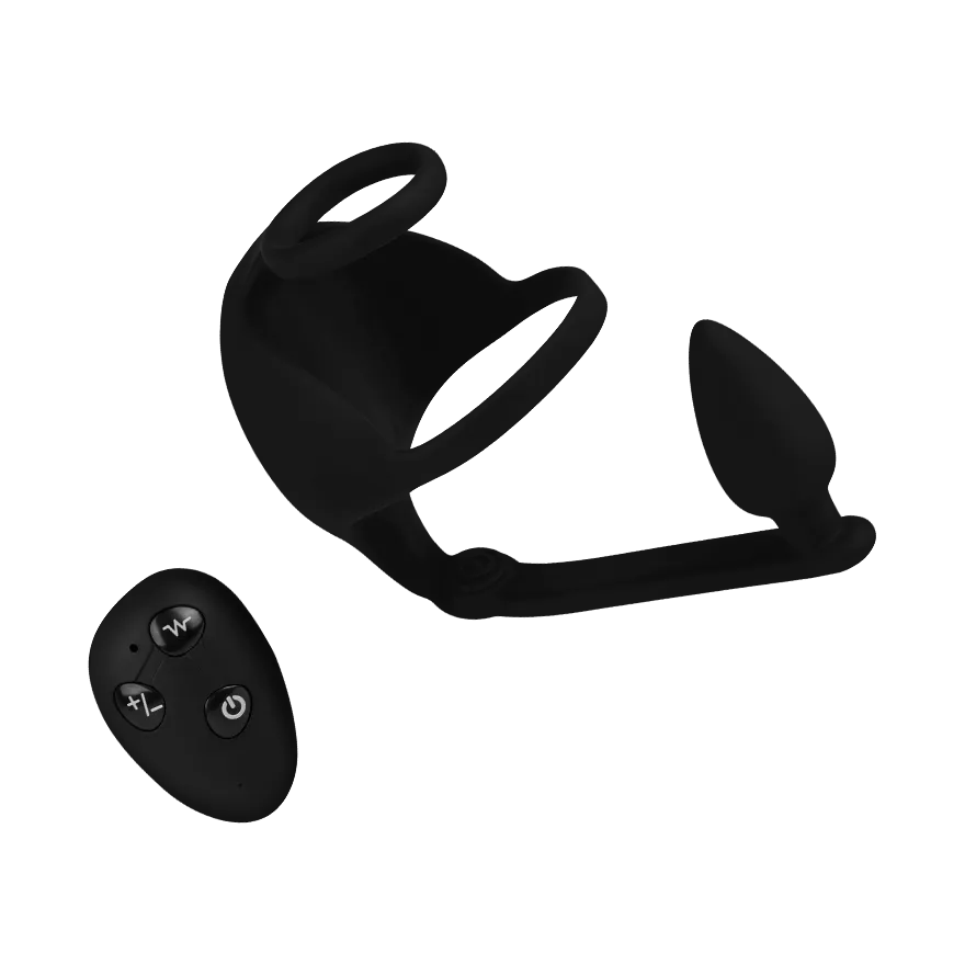 Vibro-Penis - und Hodenring mit integriertem Analplug Vibro-Penis - und Hodenring mit integriertem Analplug