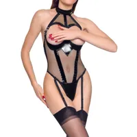 Body aus Lack mit offenen Cups und Netzeinsätzen Body aus Lack mit offenen Cups und Netzeinsätzen