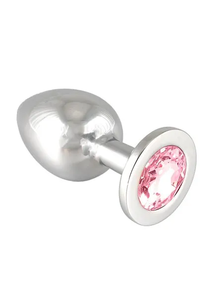 Edelstahl-Buttplug mit rosa Kristall (360g) Edelstahl-Buttplug mit rosa Kristall (360g)