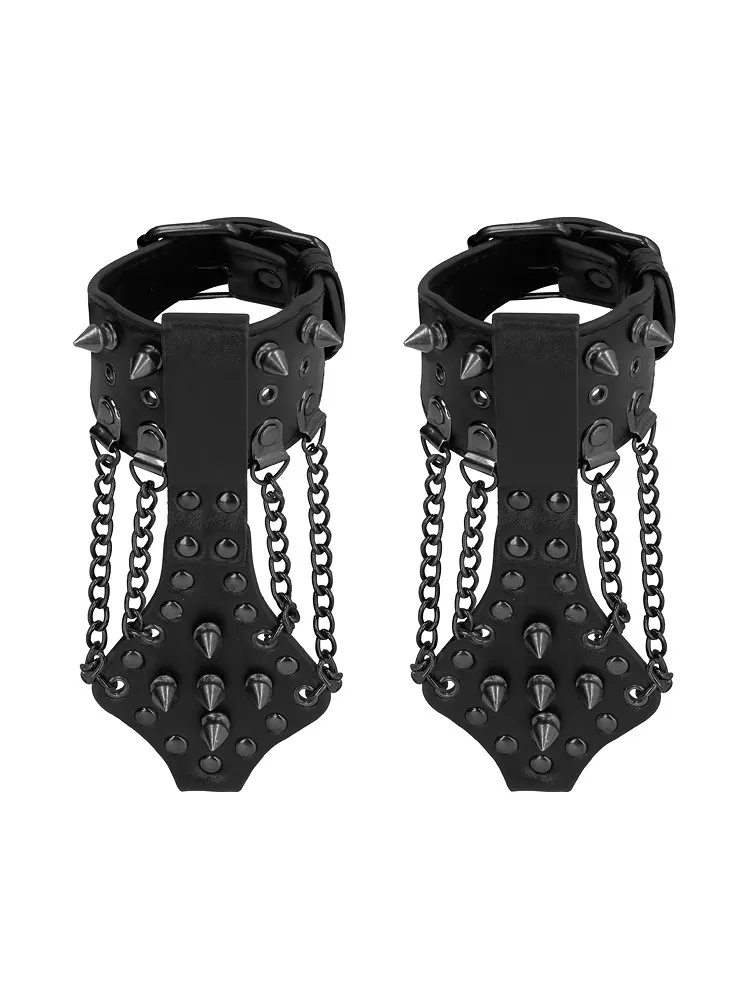 Ouch! Skulls and Bones Spiked Handcuffs with Chains: Handfesseln, schwarz Ouch! Skulls and Bones Spiked Handcuffs with Chains: Handfesseln, schwarz