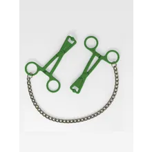 Scheren-Nippelklemmen mit Kette, grün Scheren-Nippelklemmen mit Kette, grün