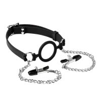 Mundknebel mit O-Ring und Nippelklemmen Mundknebel mit O-Ring und Nippelklemmen