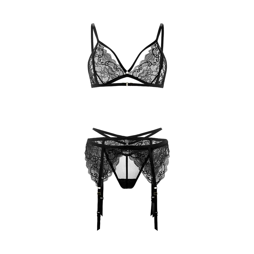 Spitzen-Set mit Golddetails, 3 Teile Spitzen-Set mit Golddetails, 3 Teile