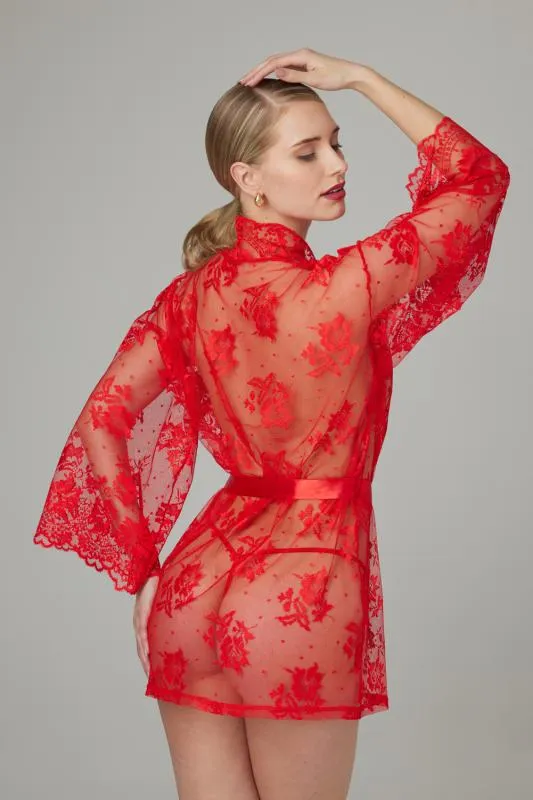 Christine - Spitzen-Kimono Graceful - Rot – Bild 2