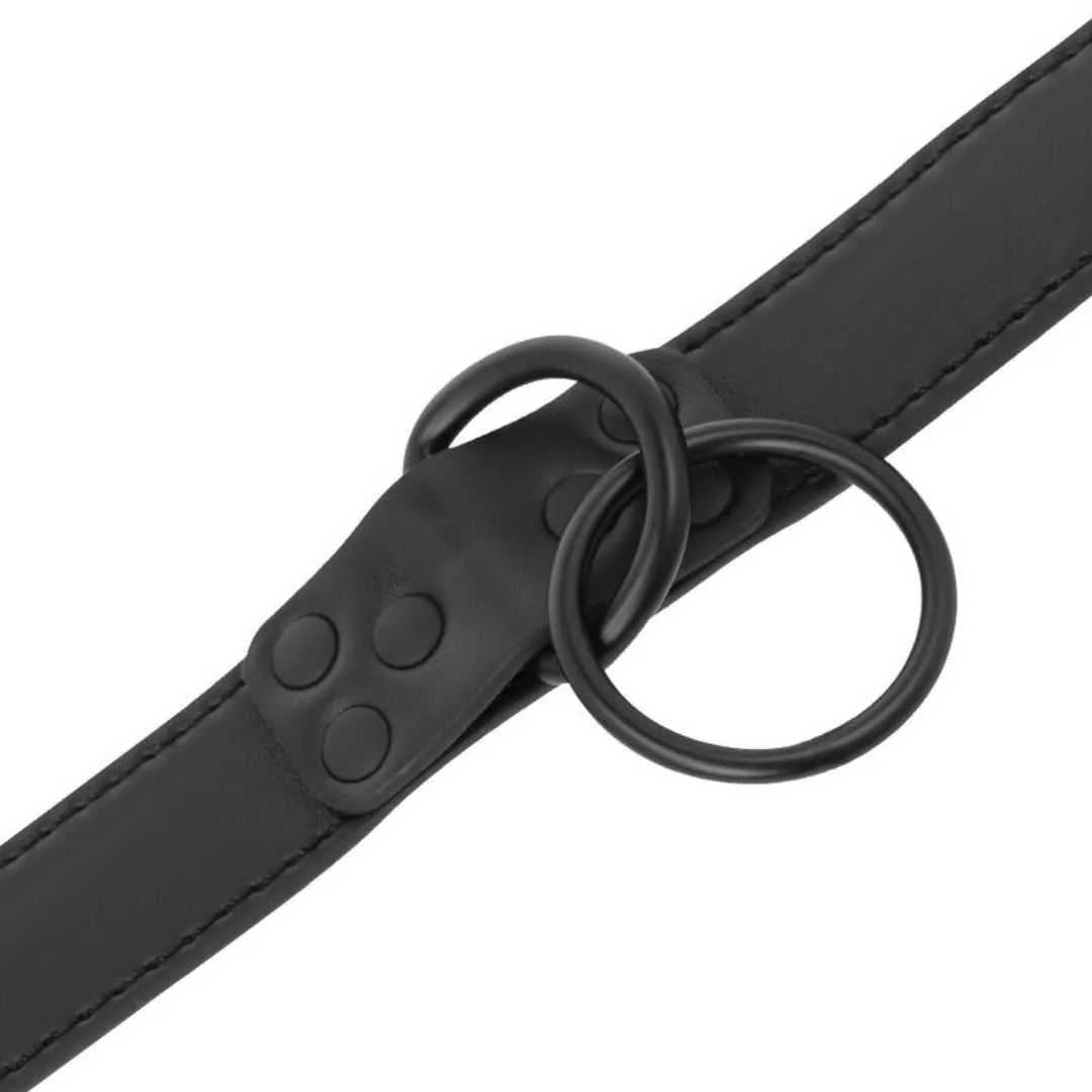 Dünnes schwarzes Halsband mit Leine – Bild 4