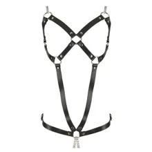 Leder-Harness mit Metallketten im Schritt Leder-Harness mit Metallketten im Schritt