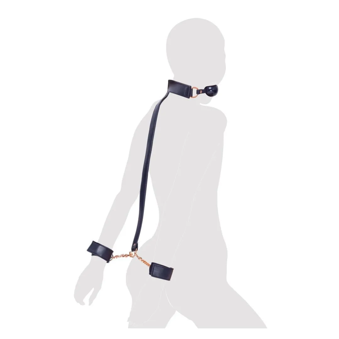 Handfessel plus Knebel mit Verbindungsriemen – Bild 3