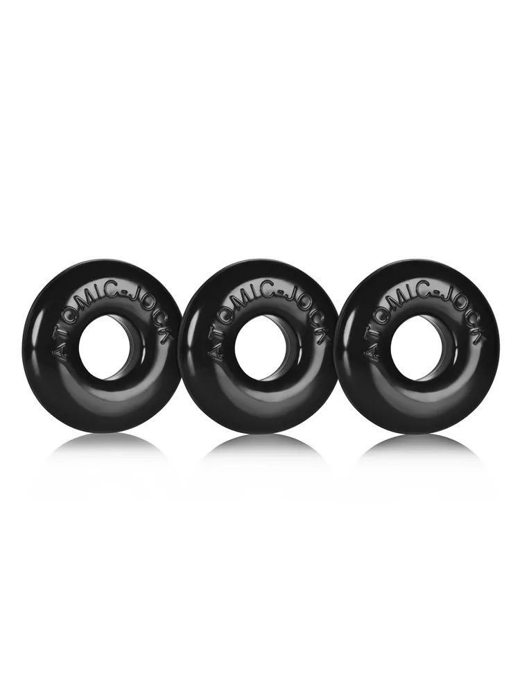 Ringer Cock Ring: Penisringe-Set, schwarz Ringer Cock Ring: Penisringe-Set, schwarz