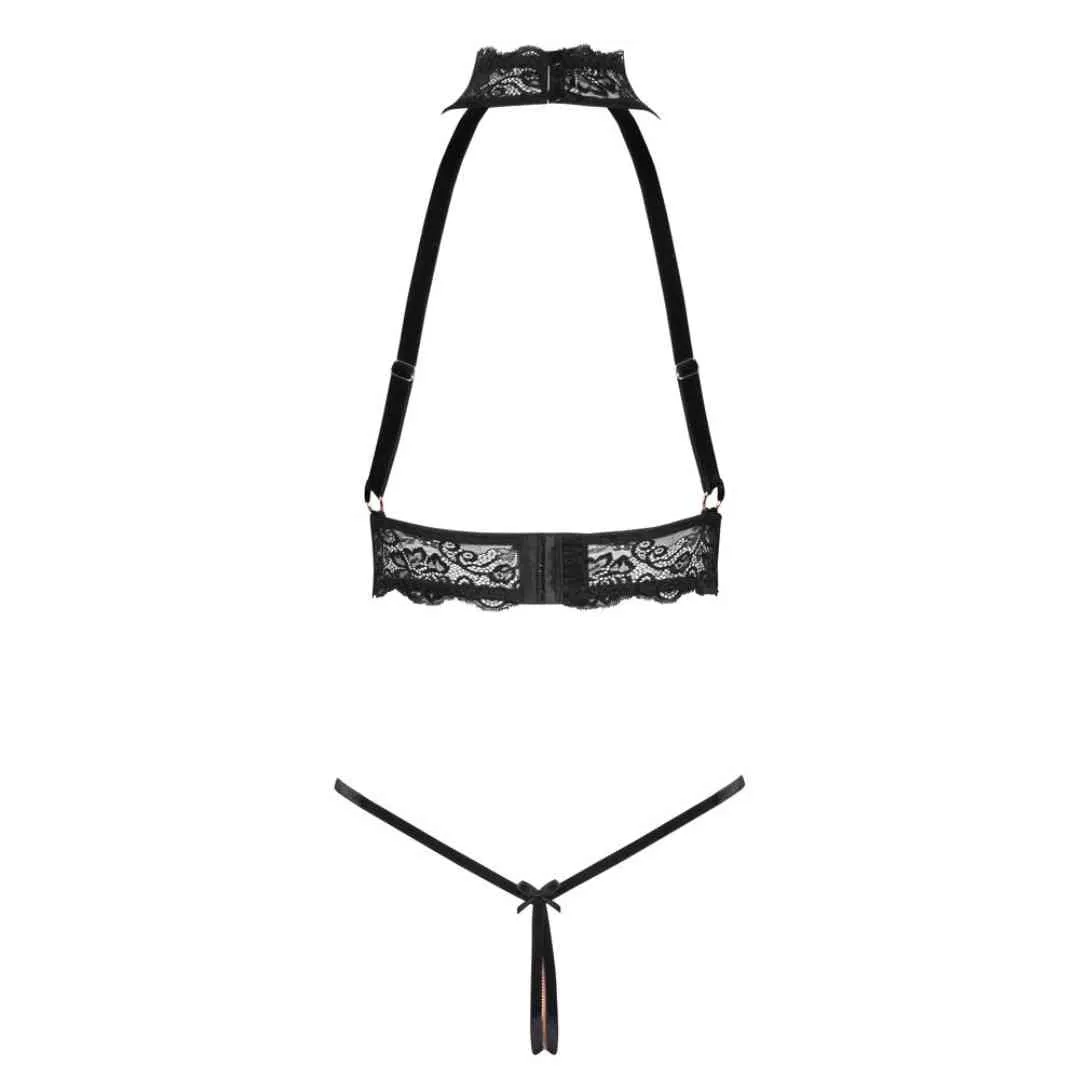 Ouvert-Set mit Top und String mit Samtbändern – Bild 3