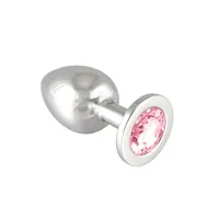 Edelstahl-Buttplug mit rosa Kristall (360g) Edelstahl-Buttplug mit rosa Kristall (360g)