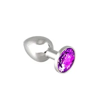 Edelstahl-Buttplug mit lila Kristall (140g) Edelstahl-Buttplug mit lila Kristall (140g)