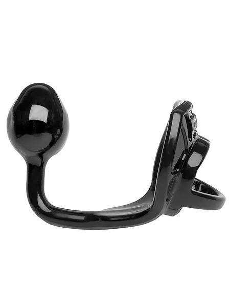 Perfect Fit Armour Tug Lock: Penisring mit Analplug, schwarz Perfect Fit Armour Tug Lock: Penisring mit Analplug, schwarz