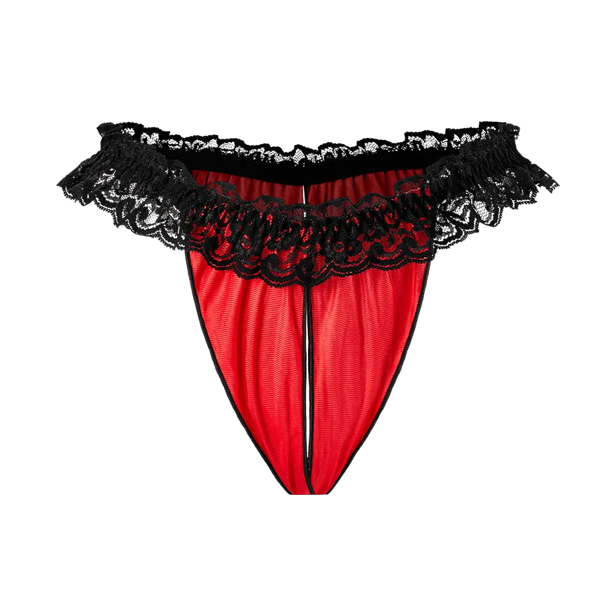 Freizügiger Ouvert-Slip mit Spitzensaum Freizügiger Ouvert-Slip mit Spitzensaum