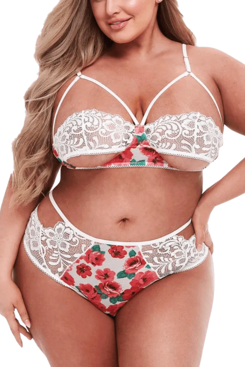 2tlg. Set mit Blumenmuster Plus Size 2tlg. Set mit Blumenmuster Plus Size