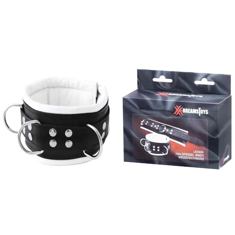Breite Leder-Halsfessel mit D-Ringen – Bild 4