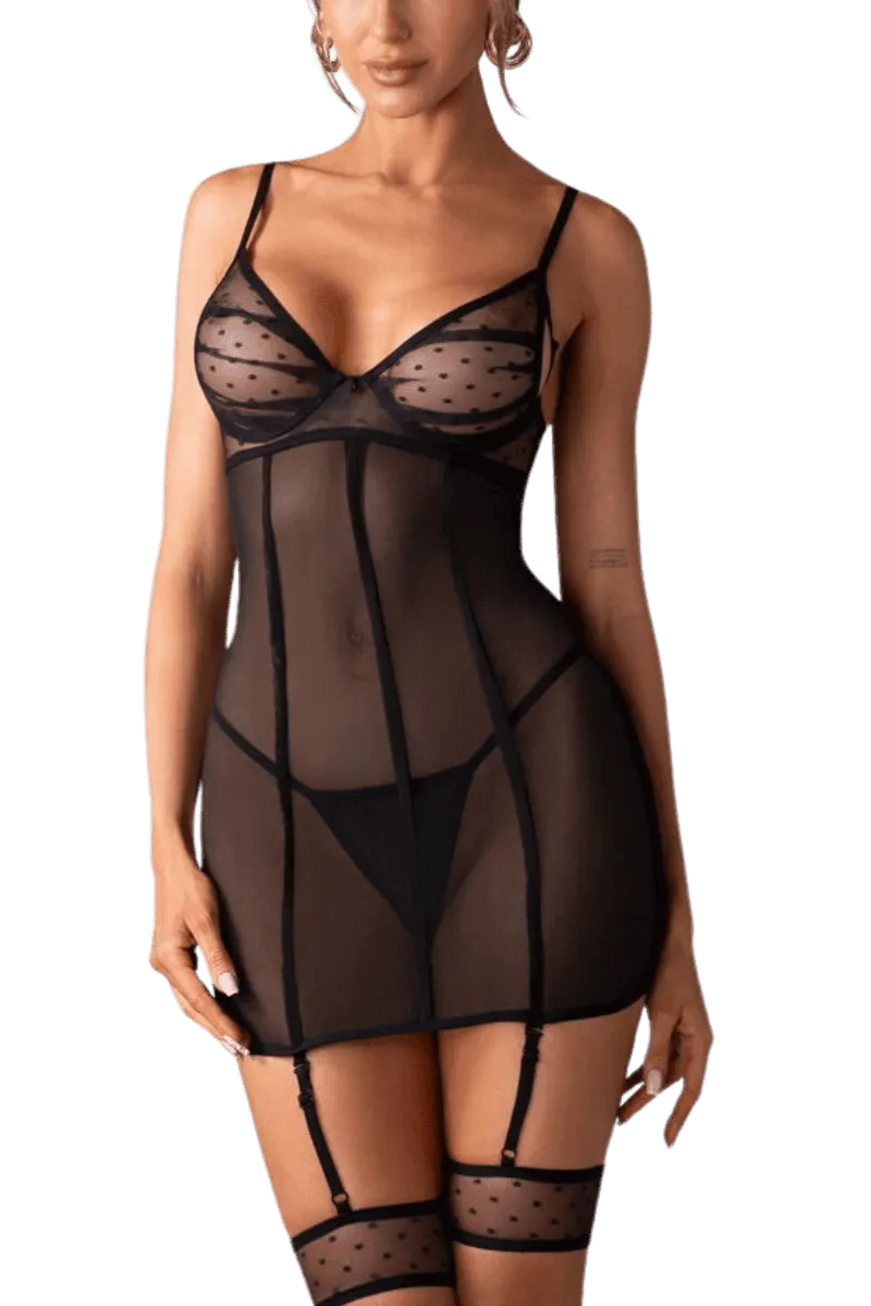 Straps-Negligé mit Beinbänder Straps-Negligé mit Beinbänder