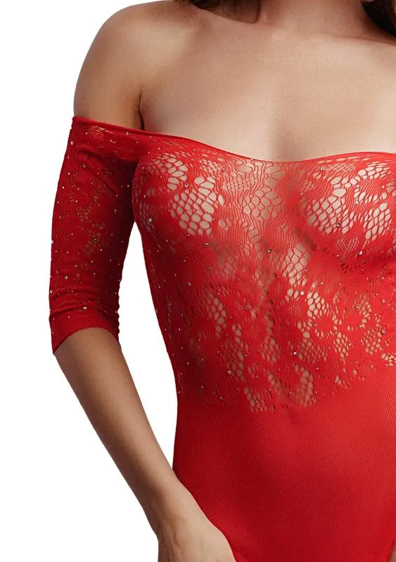 Schrittloser Strass-Teddy - Rot – Bild 3