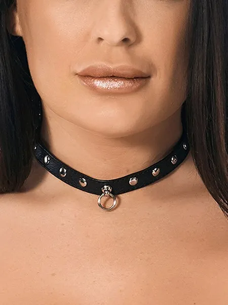 Leder-Halsfessel mit Nieten, schwarz Leder-Halsfessel mit Nieten, schwarz