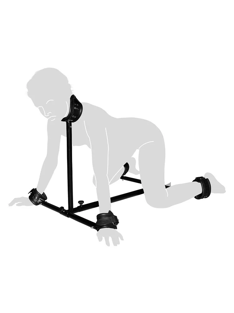 Bodenpranger mit Lederfesseln, schwarz Bodenpranger mit Lederfesseln, schwarz