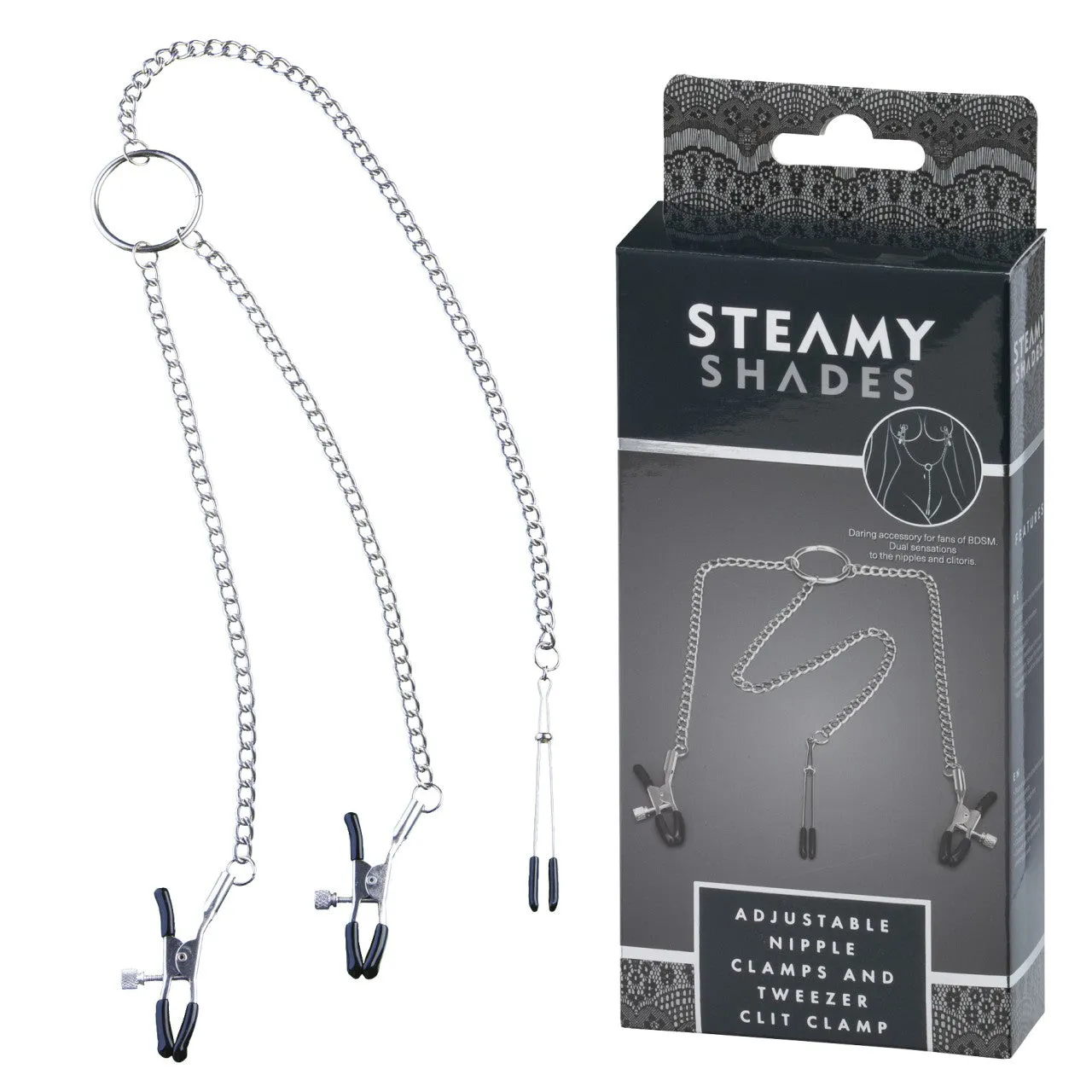 STEAMY SHADES Adjustable Nipple Clamps and Tweezer Clit Clamp STEAMY SHADES Adjustable Nipple Clamps and Tweezer Clit Clamp