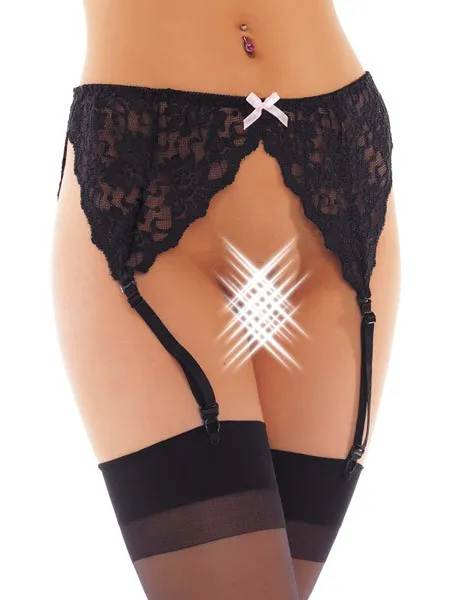 Strapsgürtel mit Strümpfen: Lea, schwarz (One Size) Strapsgürtel mit Strümpfen: Lea, schwarz (One Size)