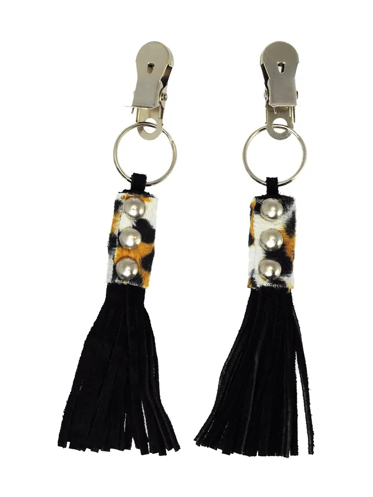 Nippelklemmen mit Velourlederfransen, leo Nippelklemmen mit Velourlederfransen, leo