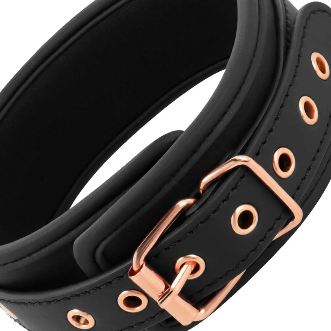 Halsfessel mit Leine und Gold-Details – Bild 5