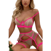 4tlg. Dessous Set neonpink 4tlg. Dessous Set neonpink