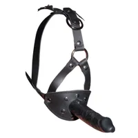 Leder Kopfgeschirr mit Latexdildo und Mundknebel Leder Kopfgeschirr mit Latexdildo und Mundknebel