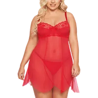 Rotes Babydoll aus Spitze und Tüll Plus Size Rotes Babydoll aus Spitze und Tüll Plus Size
