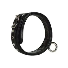 Halsfessel aus schwarzem Echtleder mit Ring der O Halsfessel aus schwarzem Echtleder mit Ring der O