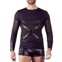 Langarm-Shirt im Mattlook mit abknöpfbarem Brustharness Langarm-Shirt im Mattlook mit abknöpfbarem Brustharness