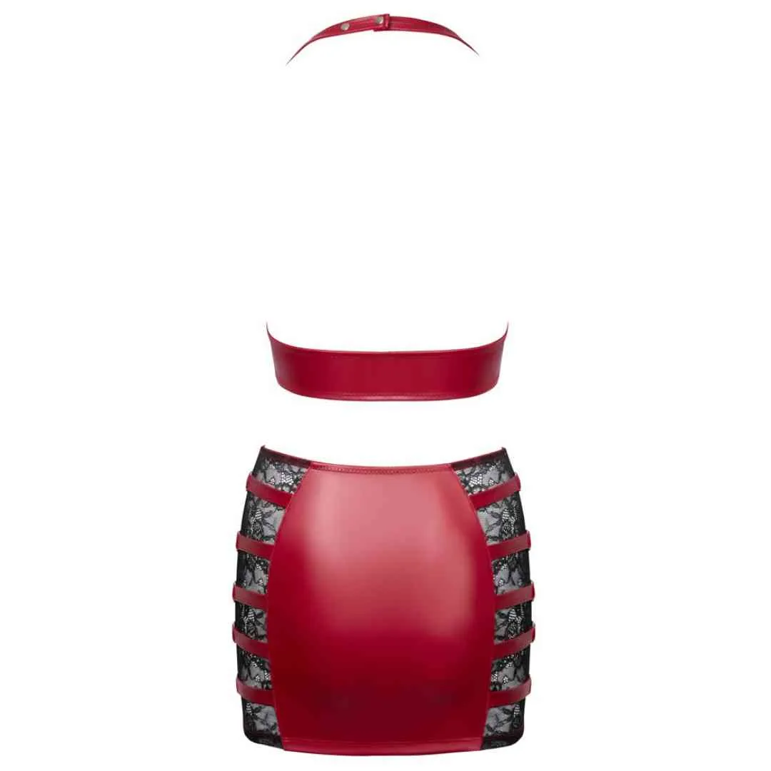 Top & Minirock im roten Wetlook – Bild 5