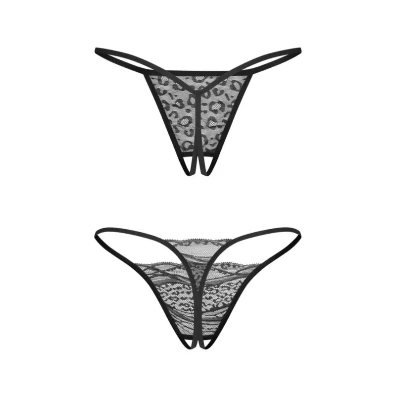 Obsessive – Bianca 2er-Pack Offen-Schritt String – Schwarz – Bild 2