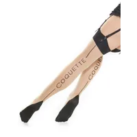 Coquette: Naht-Strapsstrümpfe, schwarz/haut (Queen Size) Coquette: Naht-Strapsstrümpfe, schwarz/haut (Queen Size)