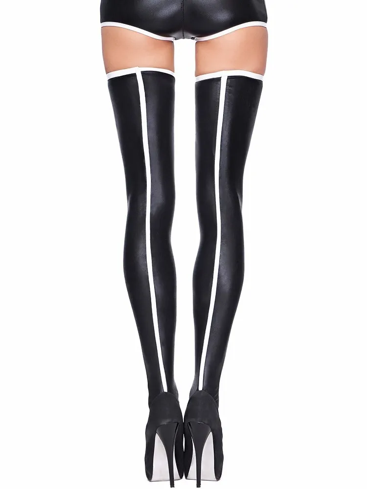 7-Heaven Wetlook-Strapsstrümpfe: Mitu, schwarz (L/XL) 7-Heaven Wetlook-Strapsstrümpfe: Mitu, schwarz (L/XL)