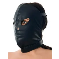 Leder-Kopfmaske mit Schnallen, schwarz Leder-Kopfmaske mit Schnallen, schwarz