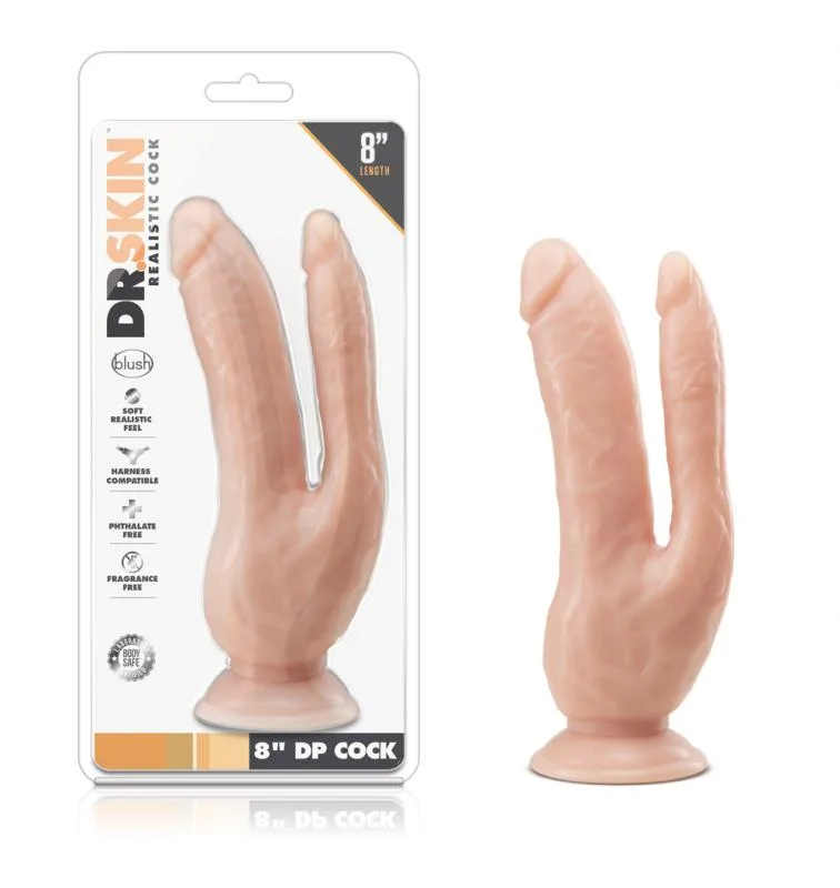 Dr. Skin »DP Cock« Realistischer Doppeldildo - 21,6 cm – Vanille – Bild 4
