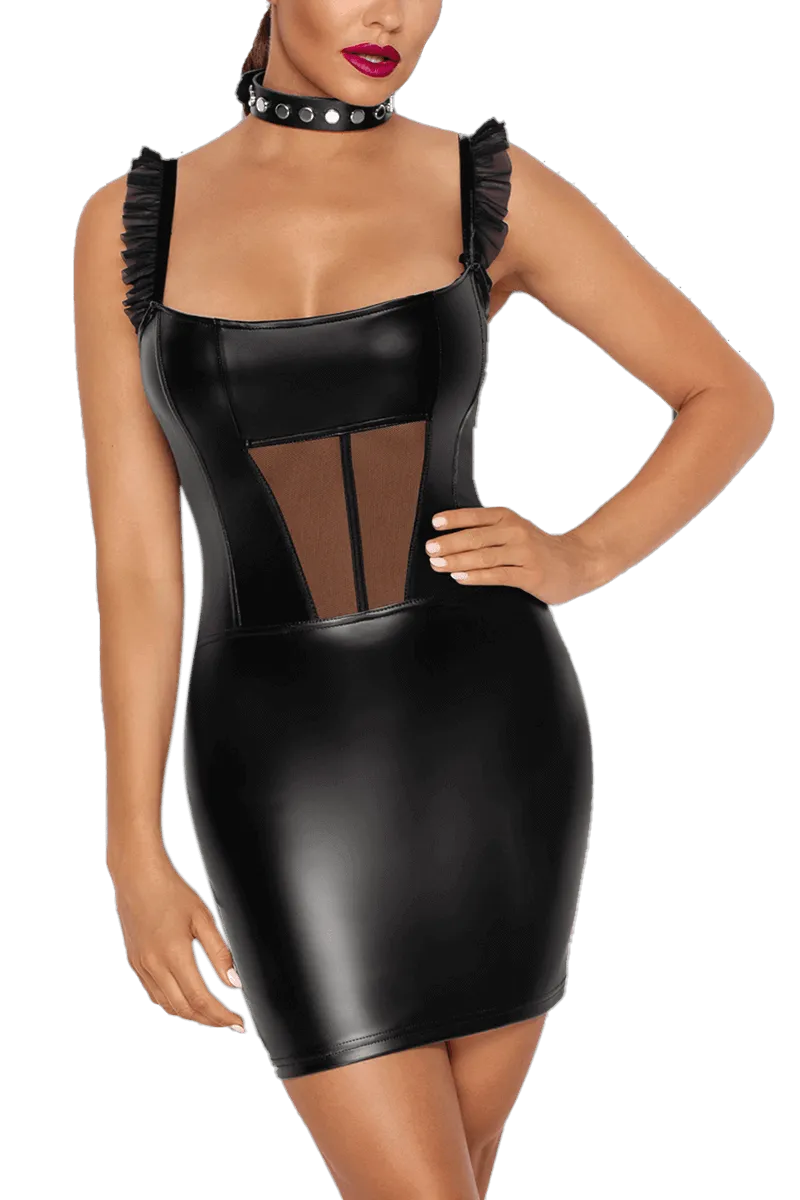 Wetlook Minikleid mit Tüll-Einsatz Wetlook Minikleid mit Tüll-Einsatz