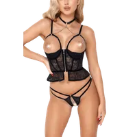 2tlg. schwarzes Ouvert Set 2tlg. schwarzes Ouvert Set